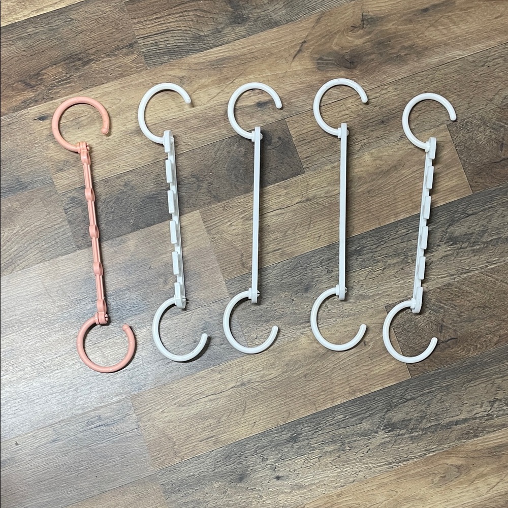 Adjustable Closet Tie and Belt Hangers - Pink and White